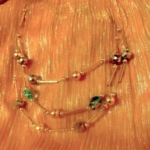 NWT Gold, Green and Black Beaded Majirev Necklace